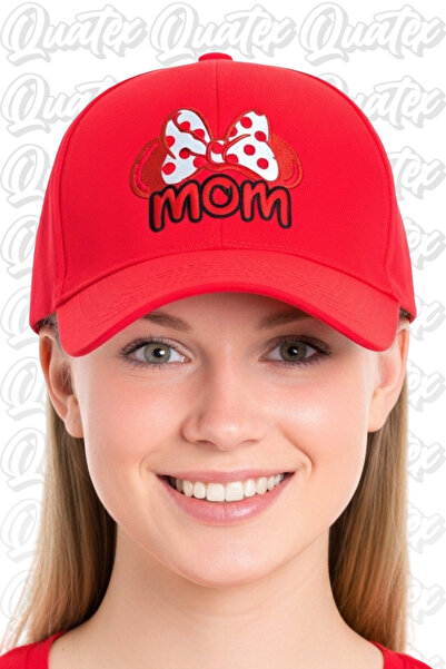 QUATEX Pălărie Brodată Mickey Mom – Roșu 100% Bumbac Gabardine Model Unisex