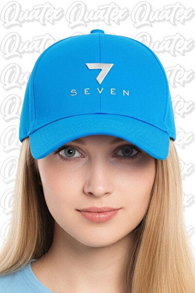 QUATEX Seven Nakışlı Şapka – Mavi %100 Pamuk Gabardin Unisex Model