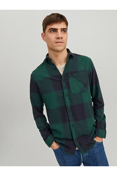 Jack & Jones Jack&jones Green-Navy Blue Ανδρικό πουκάμισο ξυλοκόπο12215467