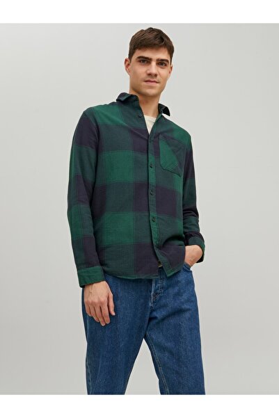 Jack & Jones Jack&jones Green-Navy Blue Ανδρικό πουκάμισο ξυλοκόπο12215467