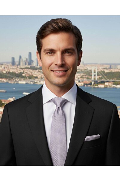 1001 Kravat Men's Gift Set with Gray Tie and Cufflinks with Handkerchief