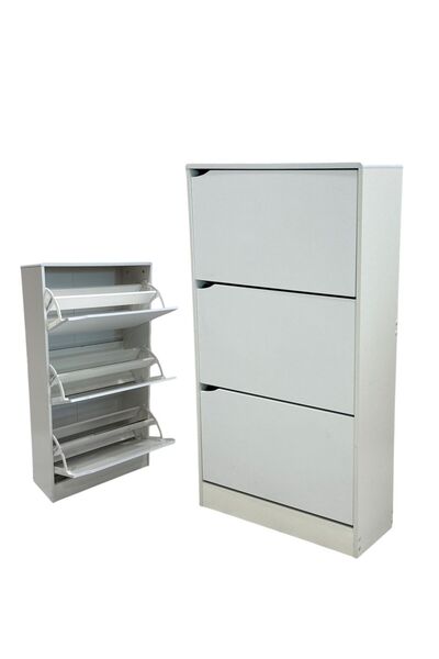 Al Saada Home Limited Quantity Multi-Purpose Flip Shoe Cabinet 115*63*24 - White