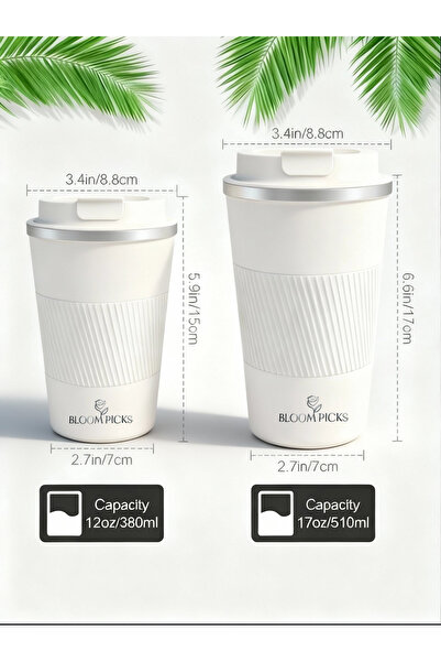 BLOOMPİCKS 380 ml Stylish Design Double-Layer Stainless Steel Thermos Cup Leak-Proof Hot-Cold Vehicle Compatibility