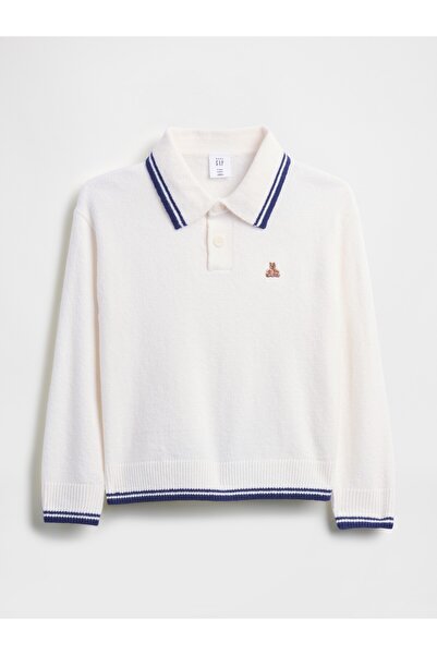 GAP Erkek Bebek Beyaz CashSoft Polo Kazak