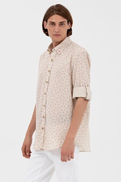 U.S. Polo Assn. Мъжка риза от 100% памук с яка и сгъваем ръкав, цвят камила, 1577132