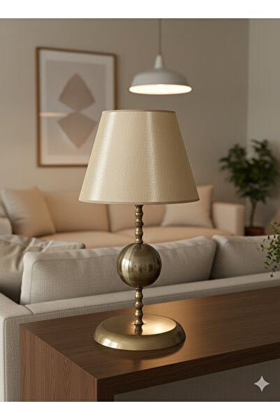 asellus Stylish Metal Globe Detailed Lampshade - Decorative Table Lamp for Living Spaces, Bedroom and Office