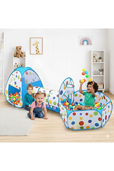 ZUMRANKA 3 Parça okyanus tasarım çocuk oyun çadır seti, tüneli, taşıma çantas...