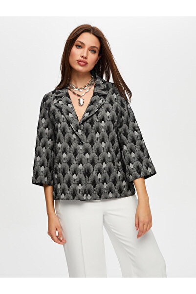 Faik Sönmez Kadın Kendinden Jakarlı 3/4 Kol Ceket Faik Sönmez