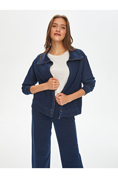 Faik Sönmez Kadın Nakış Detaylı Önü Fermuarlı Eşofman Üstü U69275