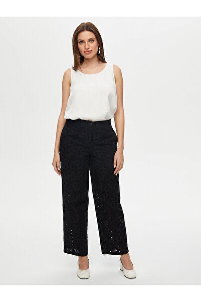 Faik Sönmez Γυναικείο παντελόνι με φαρδιά προσαρμογή με κέντημα με λεπτομέρειες Faik Sönmez