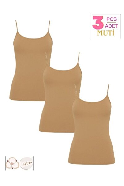 Muti Women's 3-Piece Economical Pack 1205 Thin Strap Basic Cotton Undershirt Set