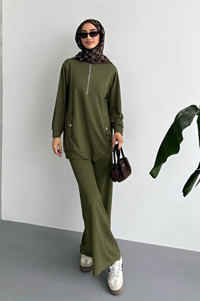 adba style Γυναικείο Modal Combed Cotton Oversize Μεταλλικό Φερμουάρ Hijab Σετ 4029