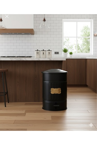 Turkco Metal 16lt Vintage Dizayn Pedallı Yanmaz Çöp Kovası, İç Poşet Kullanım...