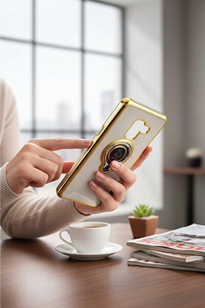 batuteknoloji Galaxy A8 Plus 2018 (A730) Buzlu Yüzüklü Lazer Silikon Kılıf