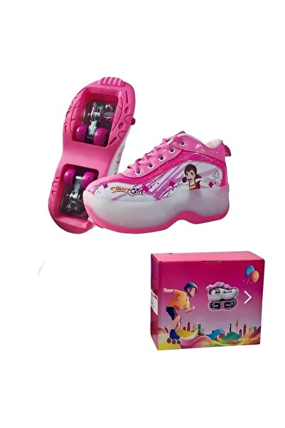 My modern game Professional adjustable four-wheel roller skates, sizes 28-30-32-34-36, pink color