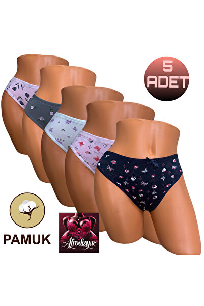 Afrodizyac Pachet de 5 slipuri zilnice din bumbac cu model