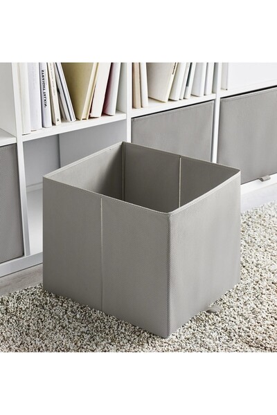 IKEA صندوق تخزين كوزينجن 33×38 سم، صندوق تنظيم بيج اللون، رمادي فاتح