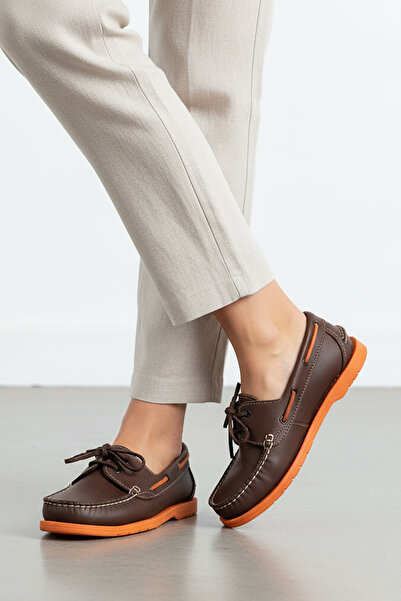 VİVENS MODA Kadın Bağcık Detaylı Hakiki Deri Loafer Ayakkabı