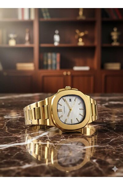 Store Gold White Patek Model Steel Calendar Eşref Tek Men's Wristwatch