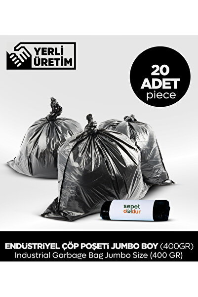 Sepet Doldur Endüstriyel Çöp Poşeti Jumbo Boy/400 Gr (20 Adet)