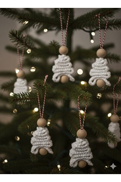 Emsay Store Mini ornament pentru brad de Crăciun tricotat manual – set de 6