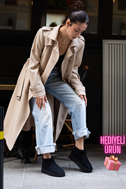 diya shoes PHANY Kadın Mini Kalın Taban Kısa Içi Tüylü Bot