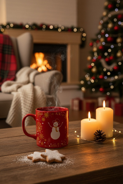 Duxud Yılbaşı Kupası Noel Baba Desenli Kırmızı