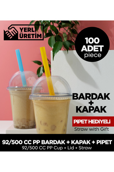 Sepet Doldur 92/500 Cc Pet Bardak Kapak - 100 Adet (PİPET HEDİYE)