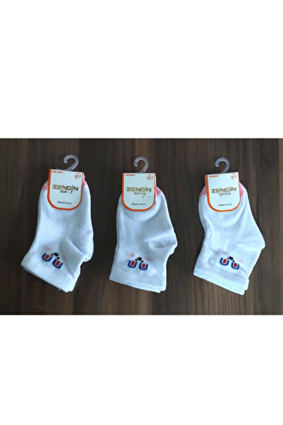 Baby Veil Zengin Çorap Bebek Pamuklu Dikişsiz Burun 3'lü Set Beyaz