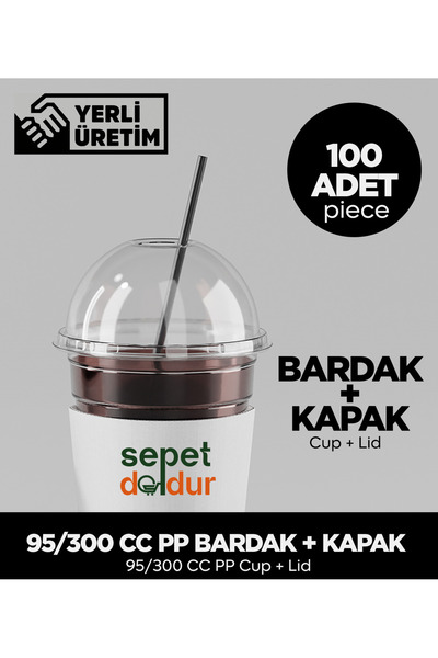 Sepet Doldur 95/300 CC PP Bardak + Kapak - 100 Adet