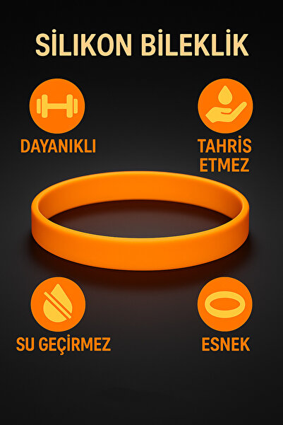 İyyaKee Erkek Kadın Turuncu Silikon Bileklik Sevgiliye Hediye Tahriş Yapmaz