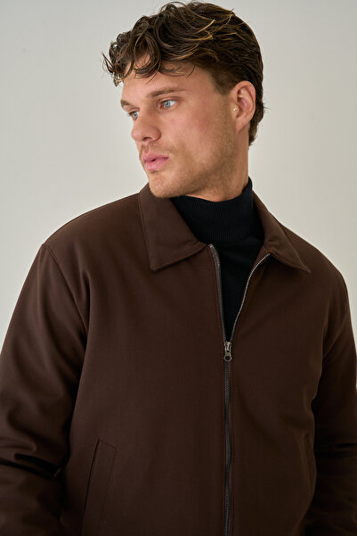 Bossago Мъжко кафяво палто-яке с цип, мека текстура, висококачествена материя