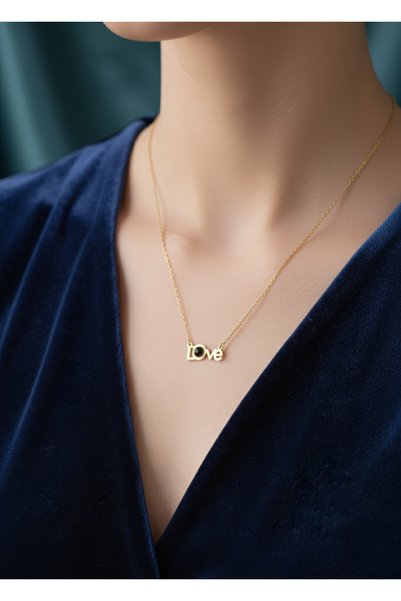 BANEDETTA Gold Color Trend I Love You Written in 100 Languages Love Steel Necklace New Season with Gold Color Chain