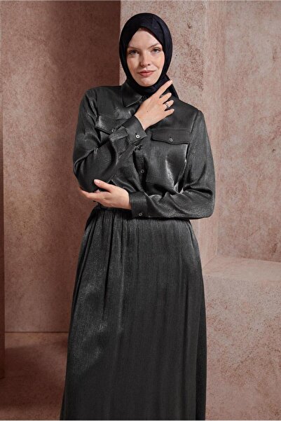 Alvina Satin Textured Skirt Burmuk Suit - 44567