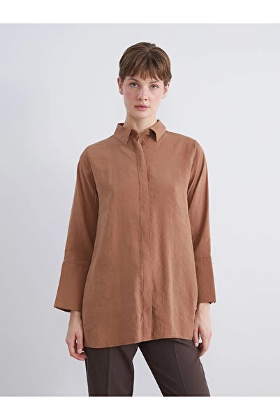 LC Waikiki Γυναικείο πουκάμισο τουνίκ LCWAIKIKI ClassicBeige Modal Blend