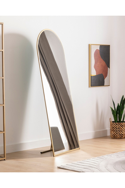 Marsah Home Oglinda Semiovala De Podea Cu Suport 180x70 Cm Auriu