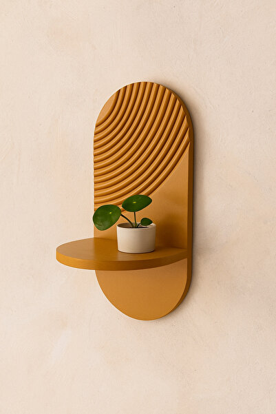 Tavra Dekorasyon Ahşap Duvar Rafı Açık Kahve