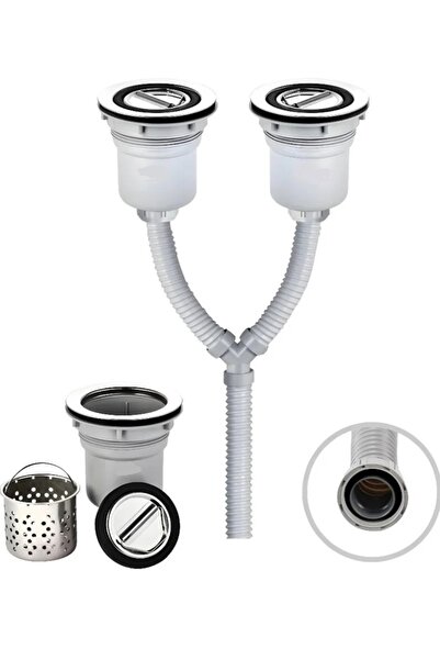 Generic 3-1/2 inch Double Kitchen Sink Drain Assembly Kit
