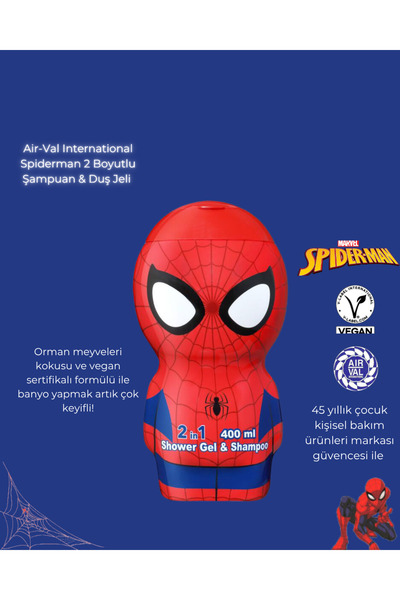 Air-Val Spider-man Oyuncak Çocuk Şampuan Ve Duş Jeli Büyük Boy 400ml