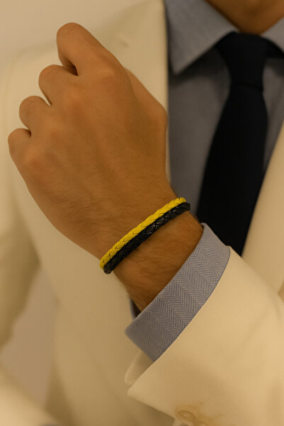 Herşey Nota سوار مروحة أصفر كحلي - سوار رياضي جلدي للجنسين للرجال والنساء