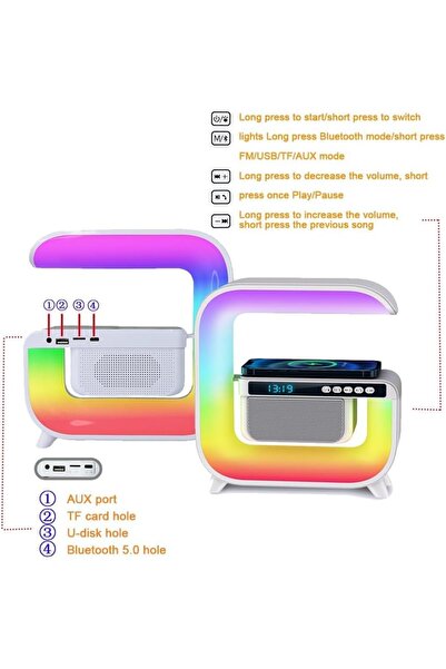 Generic G3 LED Wireless Charging Speaker with Alarm Clock, 16M Colours, 10W Fast Charging & App Control