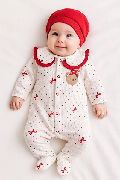 GizaKids Baby Girl Long Sleeve Transitional Jumpsuits Set of 2 with 100% Cotton Hat