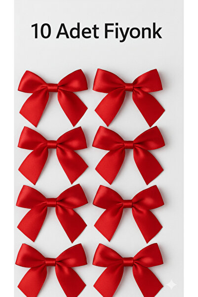 serap çiçekçilik Kırmızı Saten Fiyonk Kurdele 10 Adet Saten Kurdele Fiyonk.