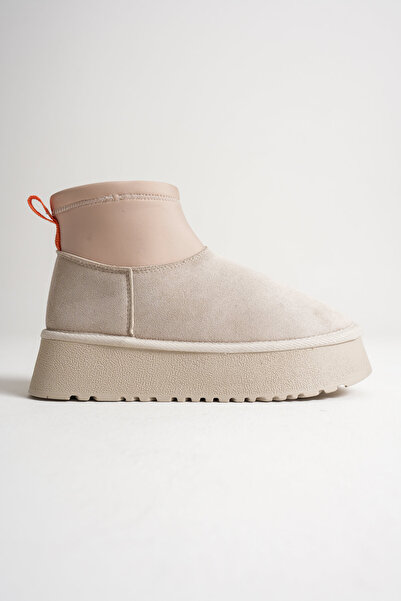 Zerenyus Nadia Premium Γυναικείες Μπεζ Χειμερινές Μπότες με Παχύ Σόλα με Γούνα Εσωτερικά