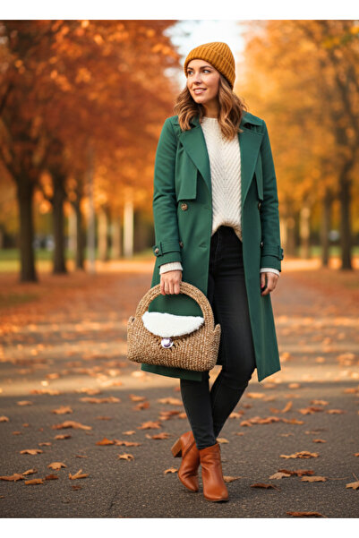 HomeTurko Дамска ръчна чанта от юта с модерен дизайн, закопчалка и аксесоари Bomeh