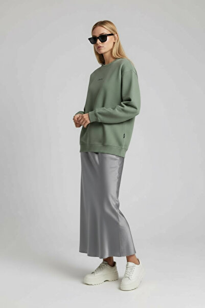 Vireo Club Mint Minimal Baskılı Oversize Şardonlu Premium Sweatshirt