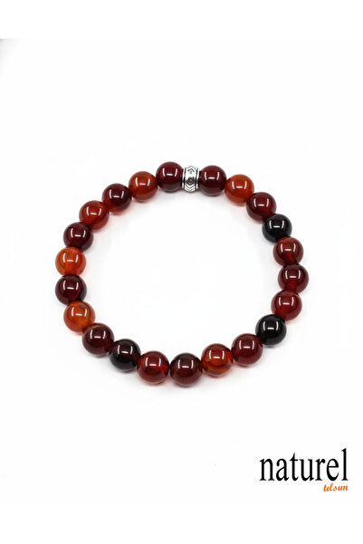 Naturel Tılsım سوار للجنسين من الحجر الطبيعي مقاس 8 مم من العقيق