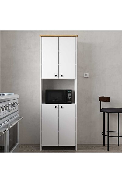 Serçedesign 4 Kapaklı Raflı Çok Amaçlı Mikrodalga Bölmeli Mutfak Dolabı