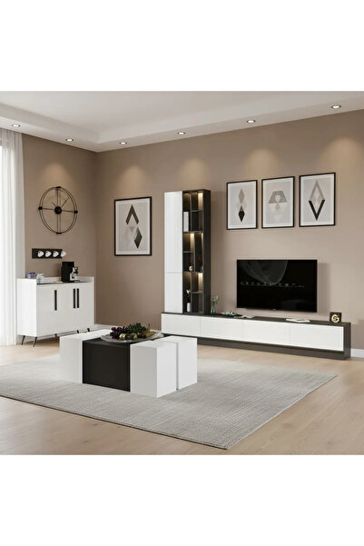 Stylish Home 11-Piece White and Grey Dining Room Set - SH61