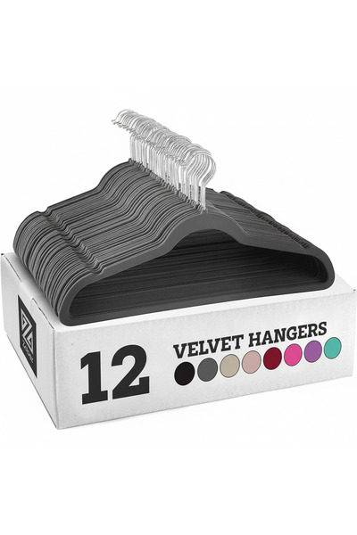 Living مجموعة من الشماعات المخملية الأنيقة لتنظيم الملابس _ 12 قطعة